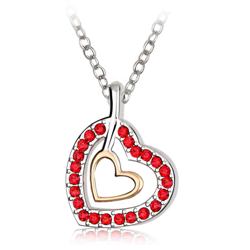 Κολιέ Δίχρωμη καρδιά, Επιπλατινωμένο, Swarovski, BC10366-LS