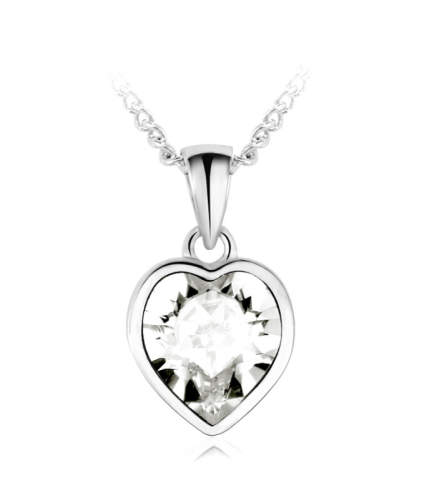Κολιέ Διάφανη Καρδιά Swarovski Επιπλατινωμένο, BC10552-CR