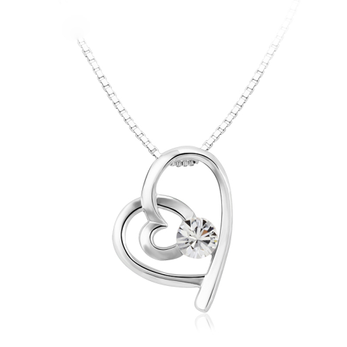Κολιέ Καρδιά με Swarovski, Επιπλατινωμένο, BC10610-CR