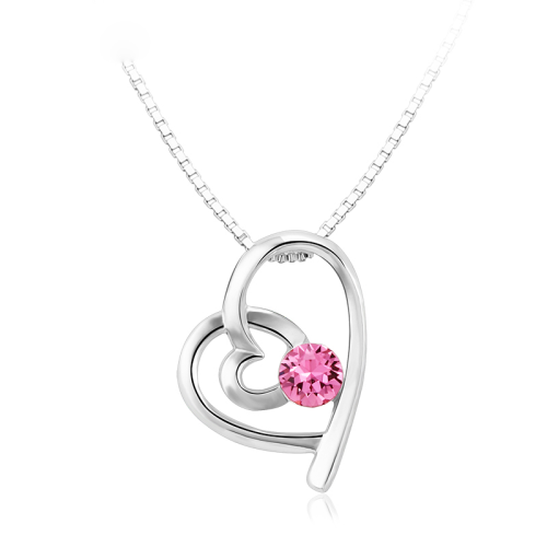 Κολιέ Καρδιά με Swarovski, Επιπλατινωμένο, BC10610-RO