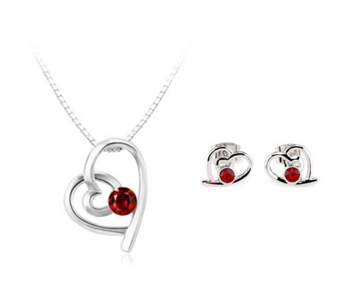 Σετ Κολιέ και σκουλαρίκια, με Swarovski Red BC10610R-20598R