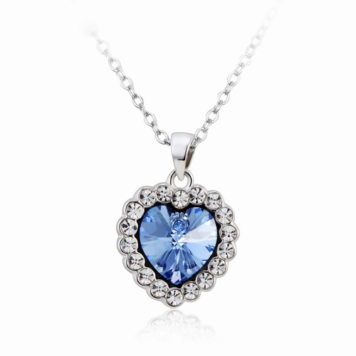 Κολιέ Πλατίνα, με κρεμαστή Καρδιά Swarovski BC10617-LS