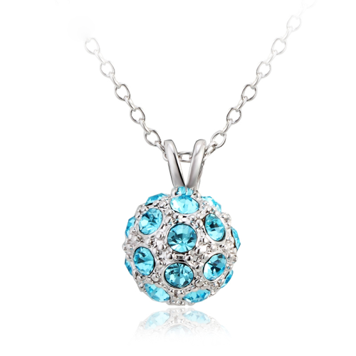 Κολιέ Crystal Ball πλατίνα με πέτρες Swarovski BC10629-AQ