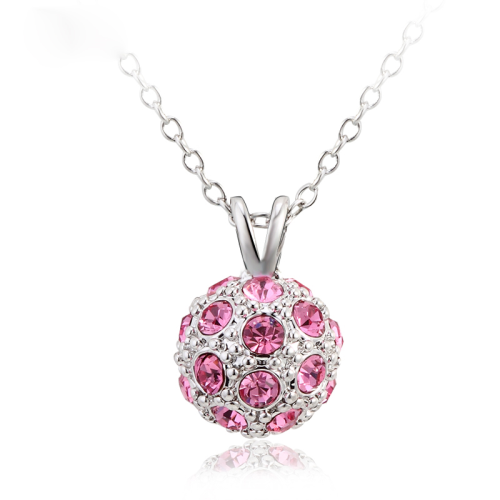Κολιέ κρυστάλλινη μπάλα, πλατίνα με πέτρες Swarovski BC10629-RO