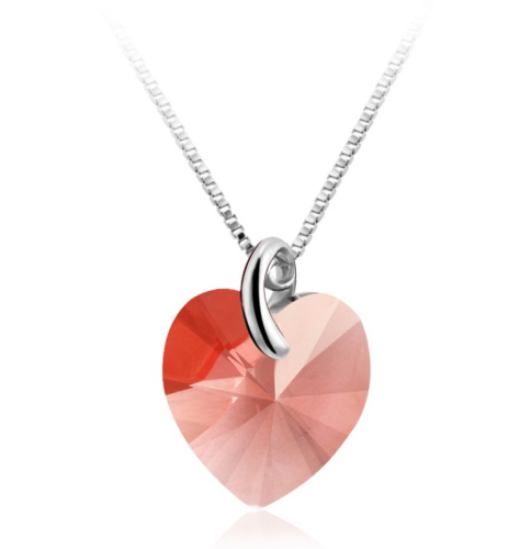 Ασημένιο Κολιέ με καρδιά Swarovski Peach BC10669-PE