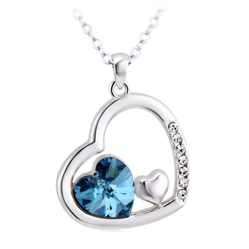 Κολιέ Triple Heart, Πλατίνα, με Swarovski BC10690-AQ