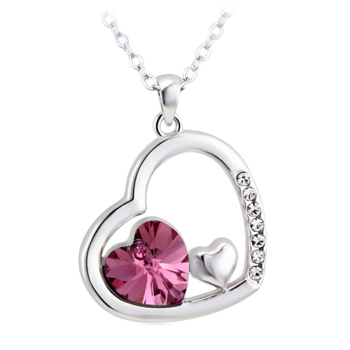 Κόσμημα - Κολιέ Triple Heart, Πλατίνα, με Swarovski BC10690-RO