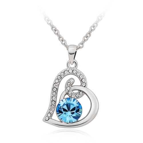 Κολιέ Καρδιά με Swarovski, Επιπλατινωμένο, BC10778-AQ