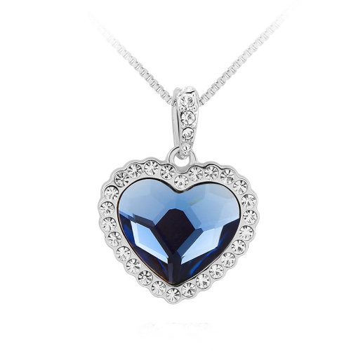 Κολιέ Ocean Heart, Πλατίνα, με Swarovski BC10801-M