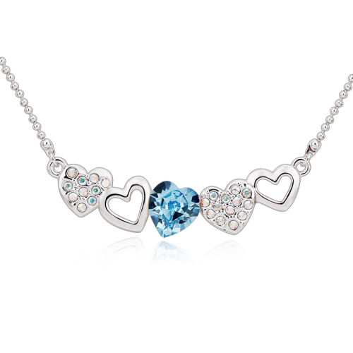 Κολιέ Πλατίνα Καρδούλες Swarovski BC10814-AQ
