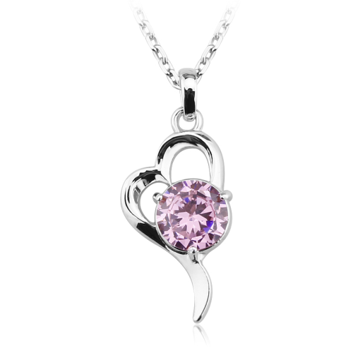 Κολιέ καρδιά με κρυσταλλάκι Swarovski, BC11404-LR