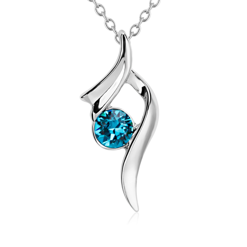 Κολιέ με διαμαντάκι Swarovski Επιπλατινωμένο, BC16062-BL