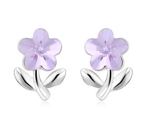 Σκουλαρίκια violet Flower, Επιπλατινωμένα, με Swarovski, BC20679-VI