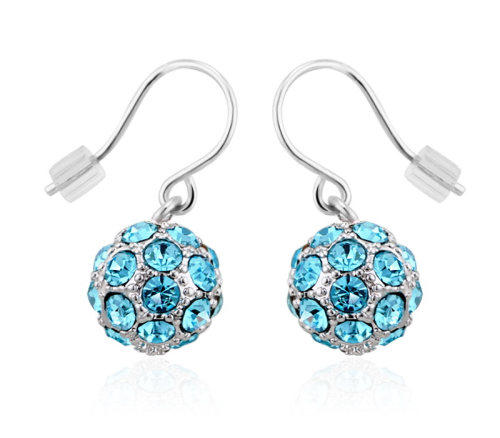 Σκουλαρίκια Επιπλατινωμένα Shamballa, Swarovski BC20683-AQ