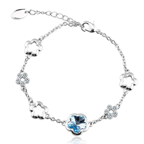 Βραχιόλι Πλατίνα με λουλουδάκι Swarovski BC30264-AQ