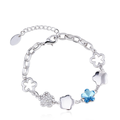Βραχιόλι Επιπλατινωμένο, Aquamarine Swarovski BC30209-AQ