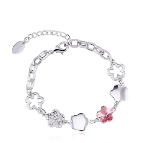 Βραχιόλι Επιπλατινωμένο, Light Roze Swarovski BC30209-LR