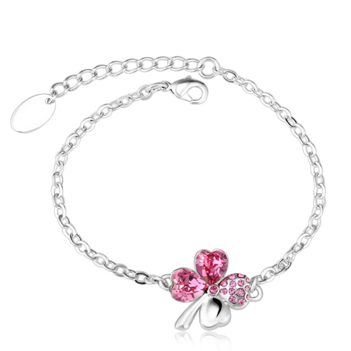 Βραχιόλι Ροζ λουλούδι Πλατίνα, Swarovski BC30223-RO