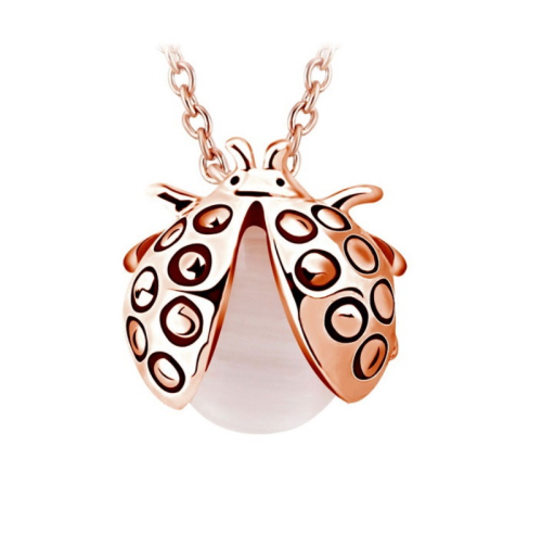 Κολιέ Επιχρυσωμένο Rose Gold Πασχαλίτσα & Zircon opal Rose, BC11379-ROG