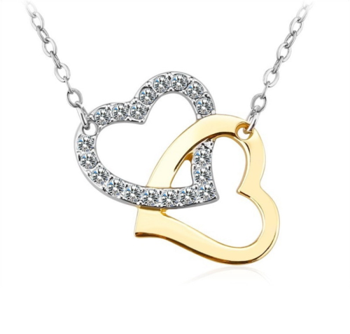 Κολιέ Διπλή Καρδιά με Swarovski BC16134