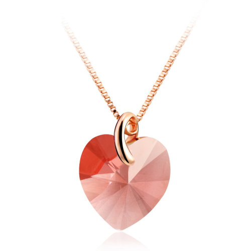 Κολιέ rose gold με καρδιά Swarovski Rose Peach 