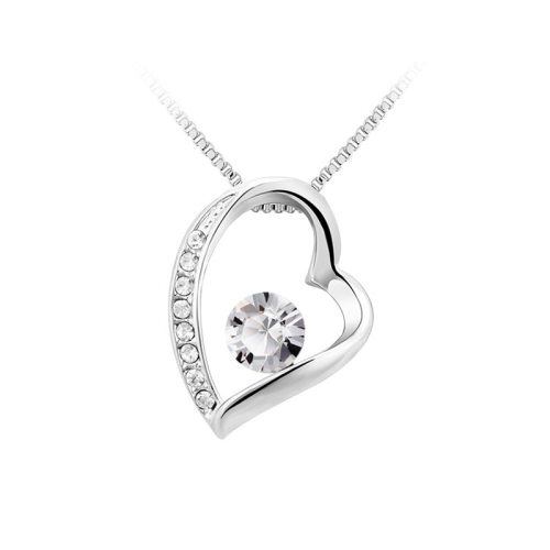 Κολιέ με κρεμαστή Καρδιά Swarovski Επιπλατινωμένο, BC10614-CR
