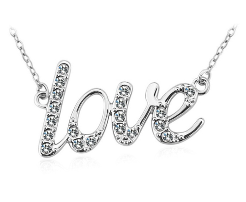 Κολιέ ασημένιο Love made with Swarovski elements BC16135-CR