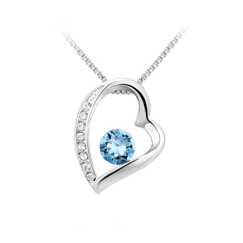 Κολιέ με κρεμαστή Καρδιά Swarovski Επιπλατινωμένο, BC10614-AQ